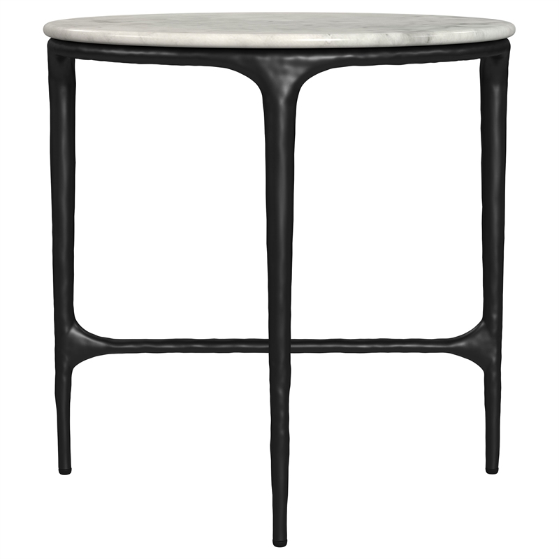 Pemberly Row 2-piece Round Marble Coffee and End Table Set in White