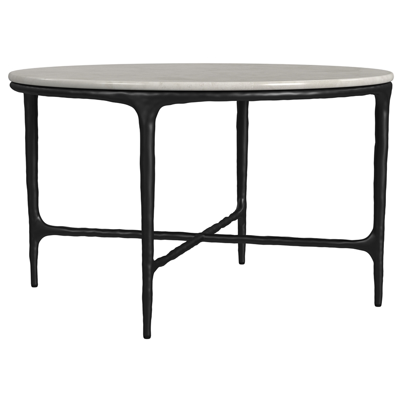 Pemberly Row 2-piece Round Marble Coffee and End Table Set in White