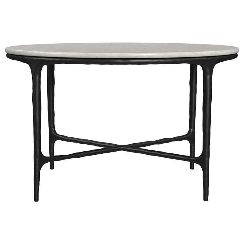 Pemberly Row 2-piece Round Marble Coffee and End Table Set in White