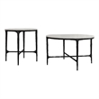 Pemberly Row 2-piece Round Marble Coffee and End Table Set in White