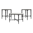 Pemberly Row 3-piece Round Marble Coffee and End Table Set in White