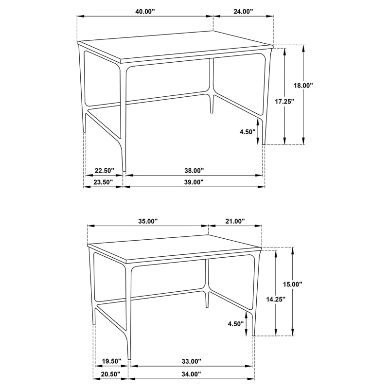 Pemberly Row 2-piece Genuine Marble Top Nesting Coffee Tables in White