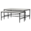 Pemberly Row 2-piece Genuine Marble Top Nesting Coffee Tables in White