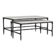 Pemberly Row 2-piece Genuine Marble Top Nesting Coffee Tables in White