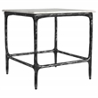 Pemberly Row Square Genuine Marble Top Metal End Table in White