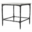 Pemberly Row Square Genuine Marble Top Metal End Table in White