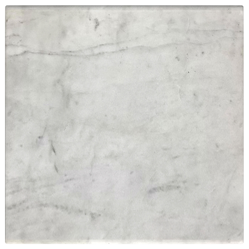 Pemberly Row Square Genuine Marble Top Metal End Table in White