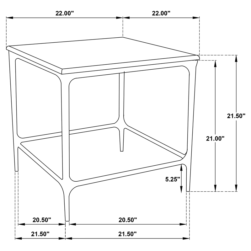 Pemberly Row Square Genuine Marble Top Metal End Table in White
