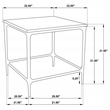 Pemberly Row Square Genuine Marble Top Metal End Table in White