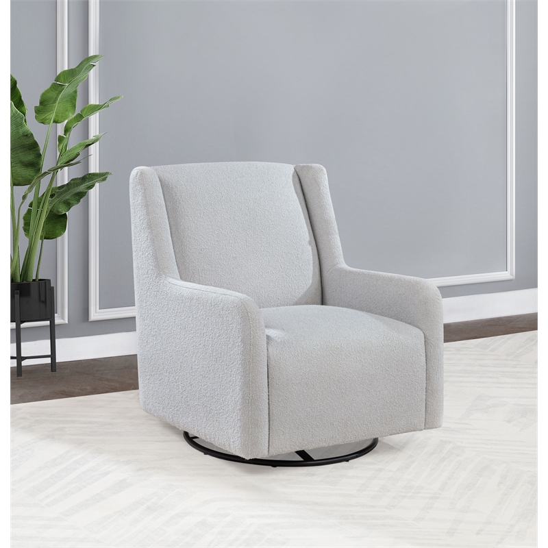 Pemberly Row Boucle Upholstered Swivel Glider Chair in Dove Grey