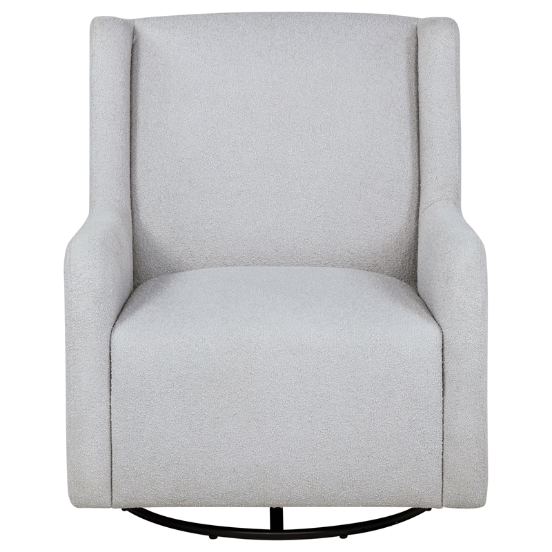 Pemberly Row Boucle Upholstered Swivel Glider Chair in Dove Grey