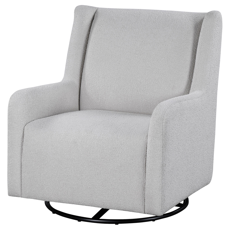 Pemberly Row Boucle Upholstered Swivel Glider Chair in Dove Grey