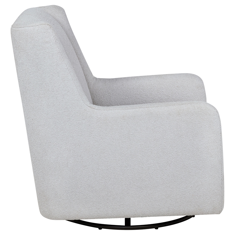 Pemberly Row Boucle Upholstered Swivel Glider Chair in Dove Grey
