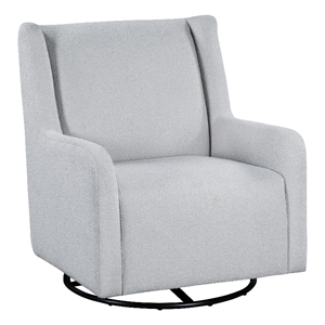 Pemberly Row Boucle Upholstered Swivel Glider Chair in Dove Grey