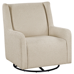 Pemberly Row Boucle Upholstered Swivel Glider Chair in Sandy Beige