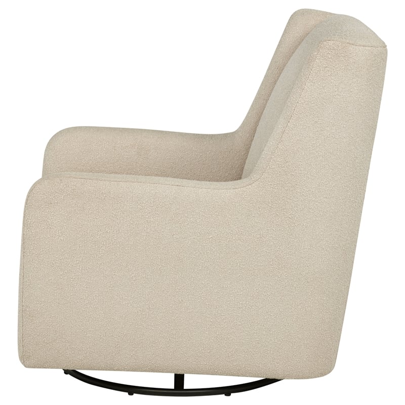 Pemberly Row Boucle Upholstered Swivel Glider Chair in Sandy Beige
