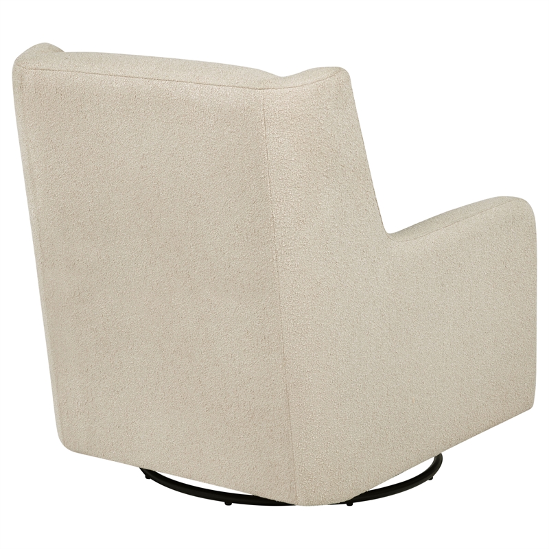 Pemberly Row Boucle Upholstered Swivel Glider Chair in Sandy Beige
