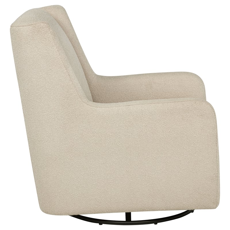 Pemberly Row Boucle Upholstered Swivel Glider Chair in Sandy Beige