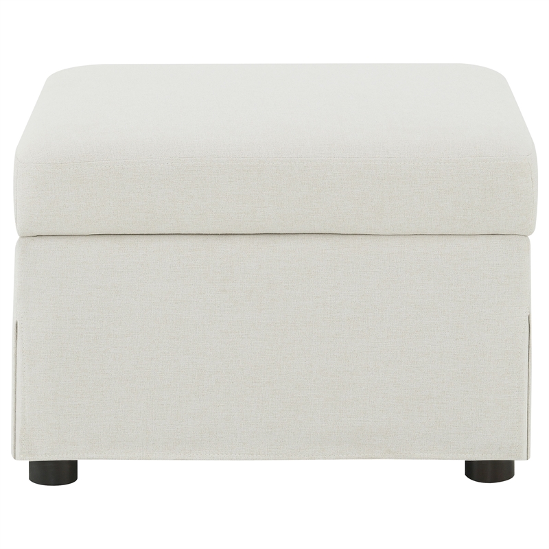 Pemberly Row Upholstered Hydraulic Lift Top Storage Ottoman in Beige