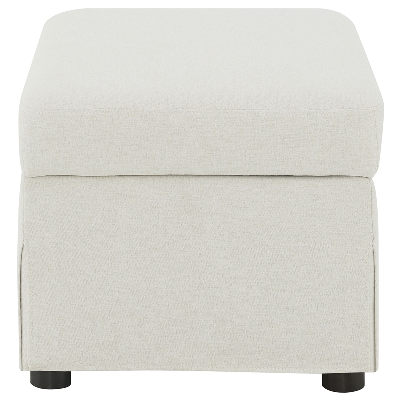 Pemberly Row Upholstered Hydraulic Lift Top Storage Ottoman in Beige