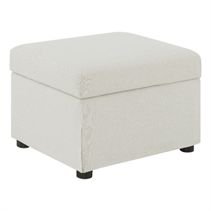 Pemberly Row Upholstered Hydraulic Lift Top Storage Ottoman in Beige