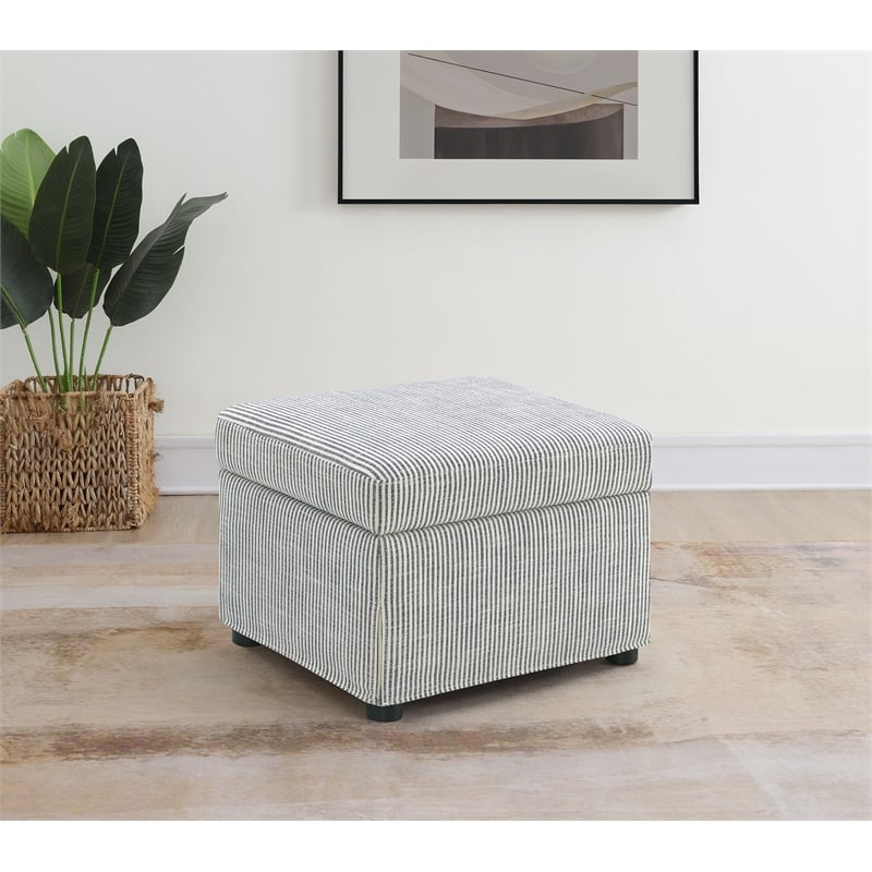 Pemberly Row Upholstered Hydraulic Lift Top Storage Ottoman in Gray