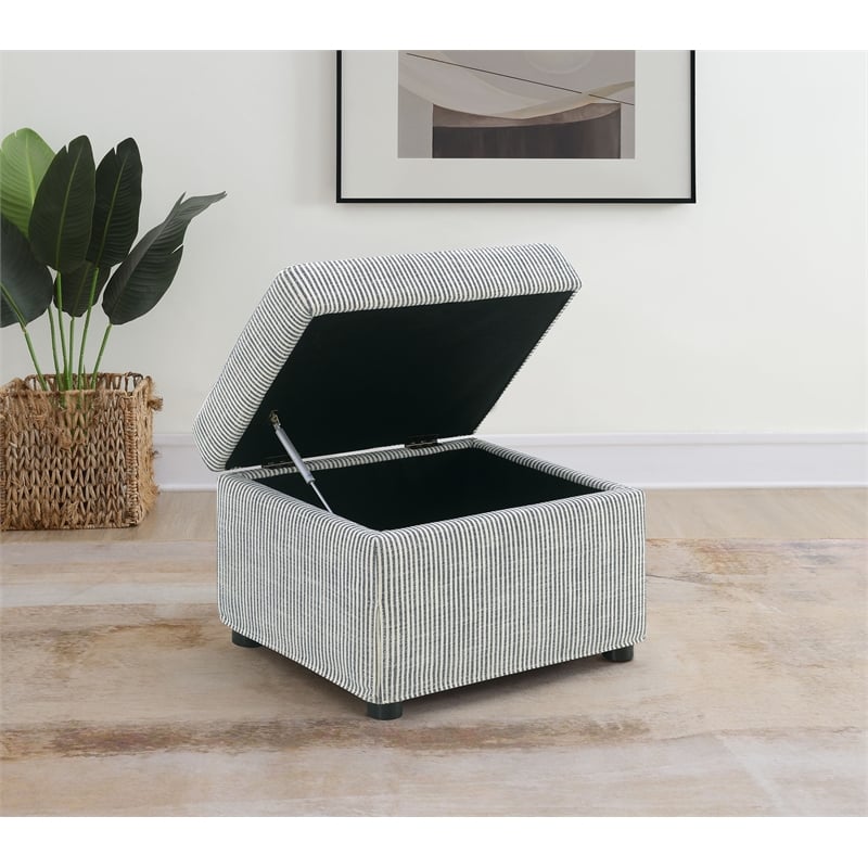 Pemberly Row Upholstered Hydraulic Lift Top Storage Ottoman in Gray
