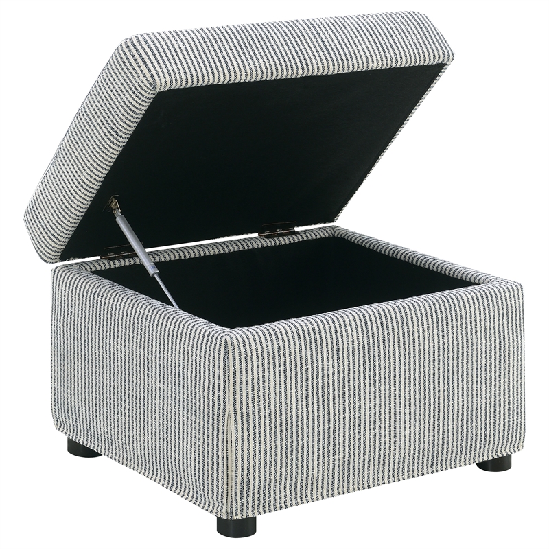 Pemberly Row Upholstered Hydraulic Lift Top Storage Ottoman in Gray