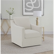 Pemberly Row Fabric Upholstered Sloped Arm Swivel Chair in Beige
