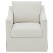 Pemberly Row Fabric Upholstered Sloped Arm Swivel Chair in Beige