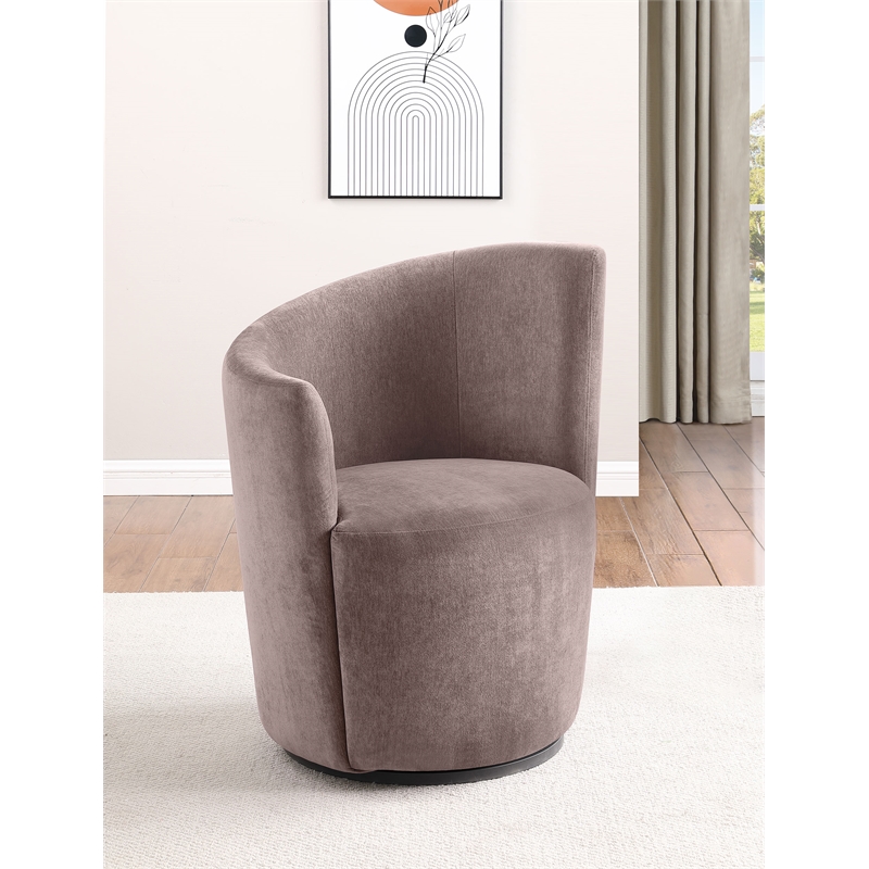 Pemberly Row Upholstered Swivel Chair with Curved Backrest in Blush