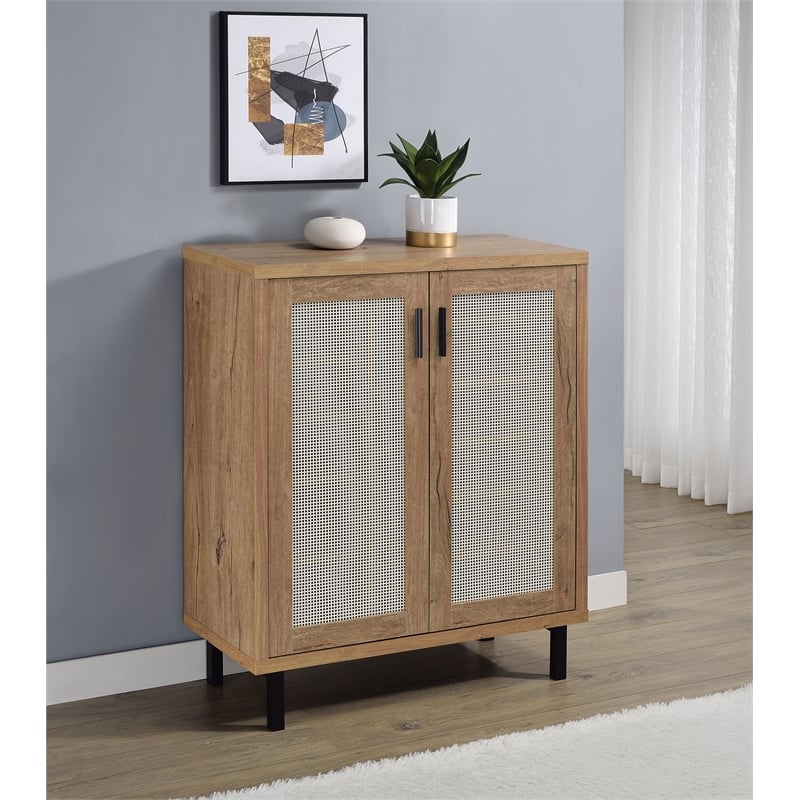 Pemberly Row 2-door Entryway Shoe Storage Cabinet in Natural Oak