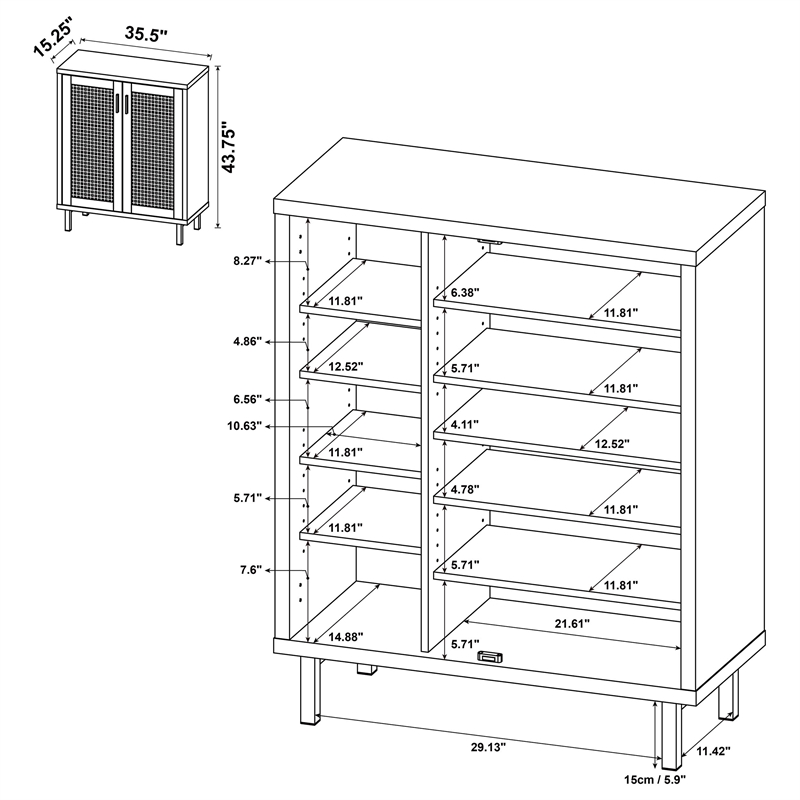 Pemberly Row 2-door Entryway Shoe Storage Cabinet in Natural Oak