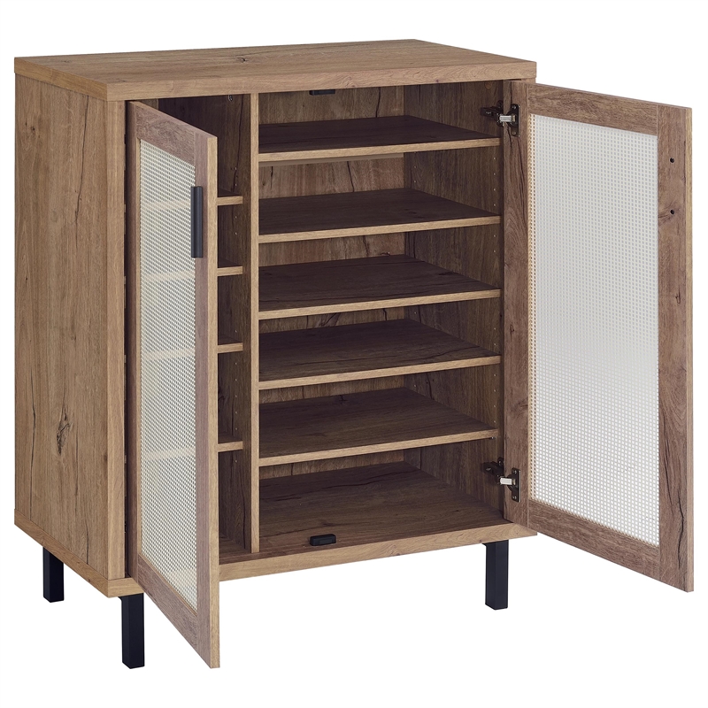 Pemberly Row 2-door Entryway Shoe Storage Cabinet in Natural Oak