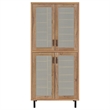 Pemberly Row 80-inch 4-door Tall Shoe Storage Cabinet in Natural Oak