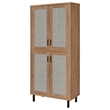 Pemberly Row 80-inch 4-door Tall Shoe Storage Cabinet in Natural Oak