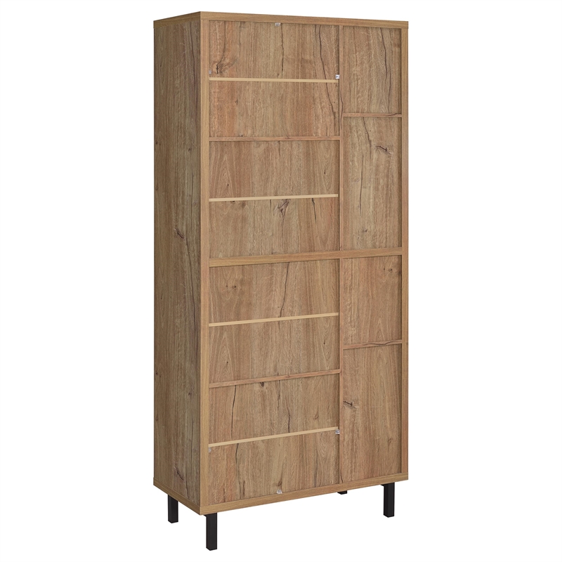 Pemberly Row 80-inch 4-door Tall Shoe Storage Cabinet in Natural Oak
