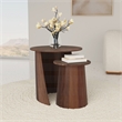 Pemberly Row 2-piece Round Mango Wood Nesting Table Set in Dark Brown