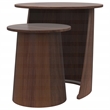 Pemberly Row 2-piece Round Mango Wood Nesting Table Set in Dark Brown