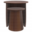 Pemberly Row 2-piece Round Mango Wood Nesting Table Set in Dark Brown