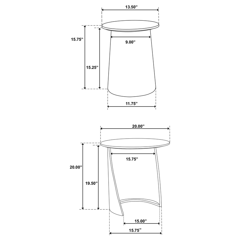 Pemberly Row 2-piece Round Mango Wood Nesting Table Set in Dark Brown