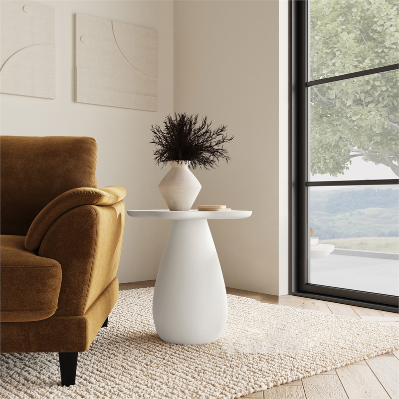 Pemberly Row 20-inch Side Table with Cloud-Shaped Top in Off White