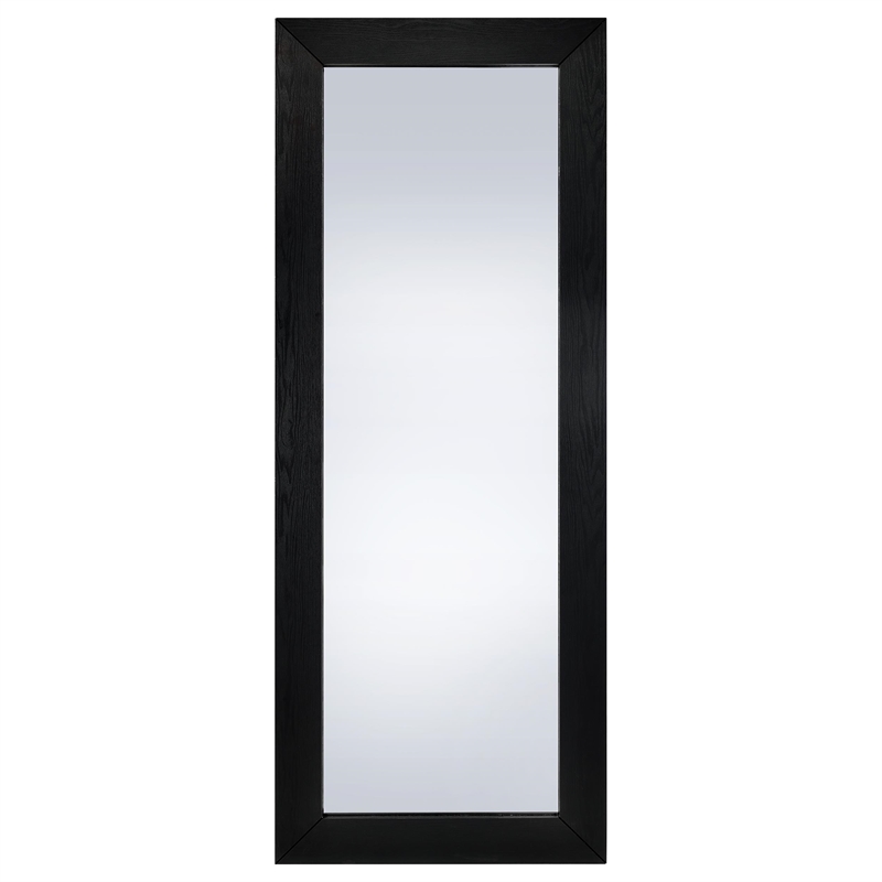 Pemberly Row Tempered Glass Full Length Standing Mirror in Black Oak