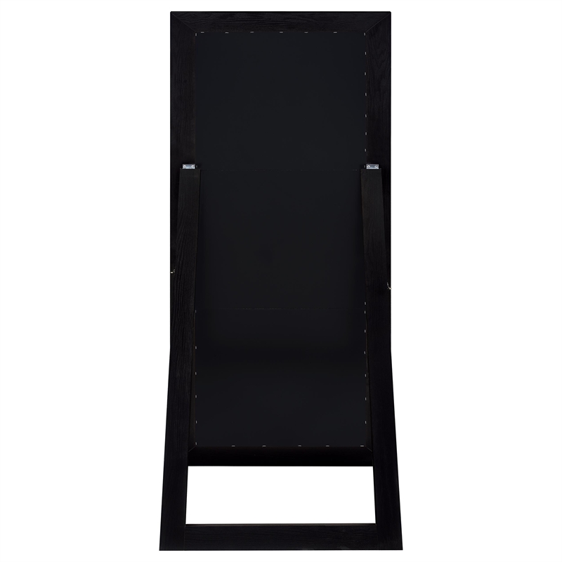 Pemberly Row Tempered Glass Full Length Standing Mirror in Black Oak