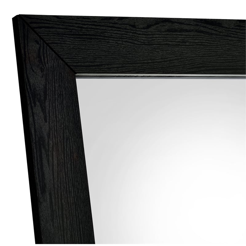 Pemberly Row Tempered Glass Full Length Standing Mirror in Black Oak