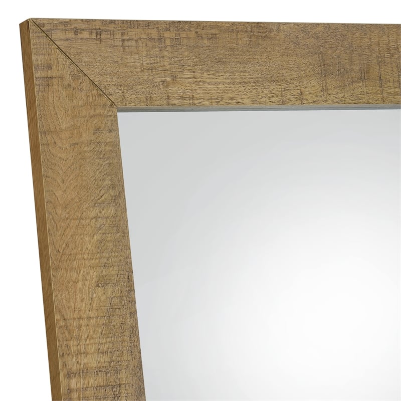 Pemberly Row Tempered Glass Full Length Standing Mirror in Mango