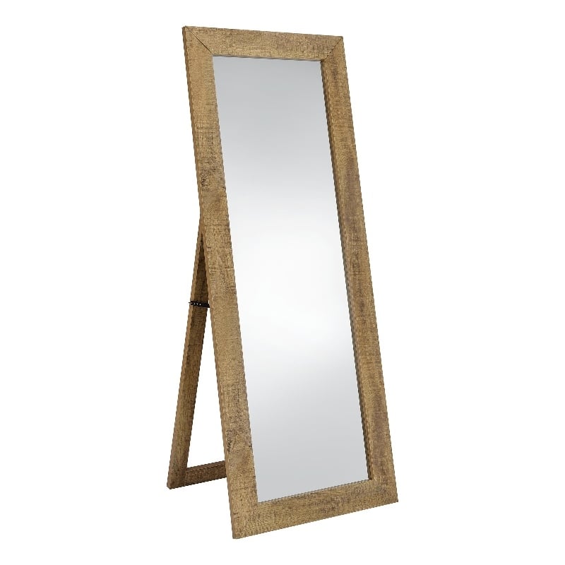 Pemberly Row Tempered Glass Full Length Standing Mirror in Mango