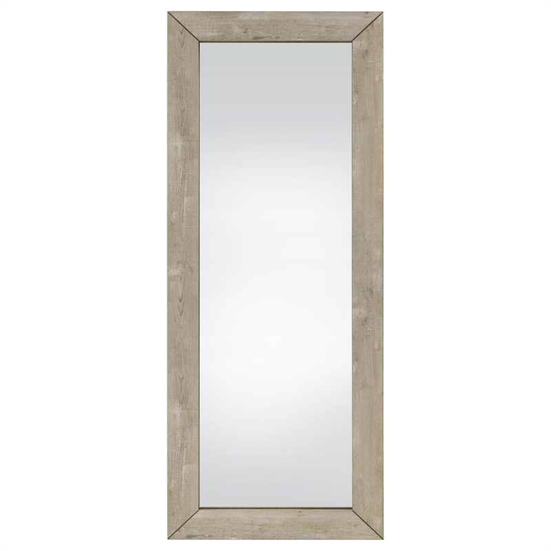 Pemberly Row Tempered Glass Full Length Mirror in Grey Washed Oak