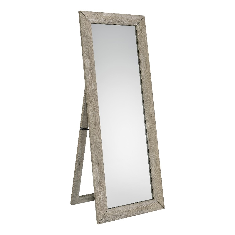 Pemberly Row Tempered Glass Full Length Mirror in Grey Washed Oak