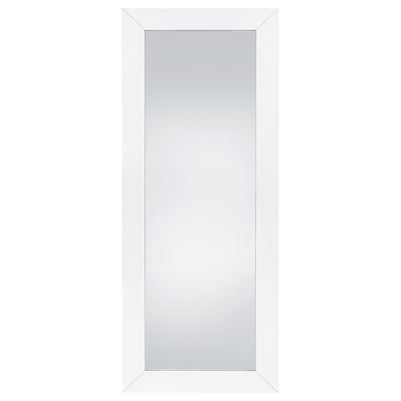 Pemberly Row Tempered Glass Full Length Mirror in White High Gloss